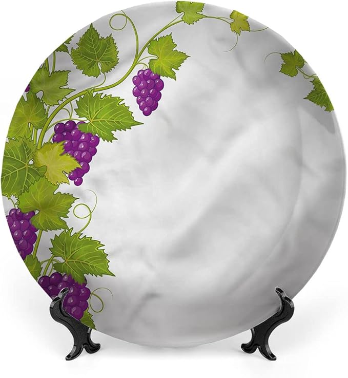 Ceramic Plates, Vineyard Decorative Ceramic Plates, Italian Latin Artistic, 8 Inch, Household Plates Decorative, Multicolor