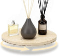 Faux Travertine Lazy Susan, 11.5" Rotating Round Serving Tray for Kitchen Countertop, Dining Table or Vanity Organizer