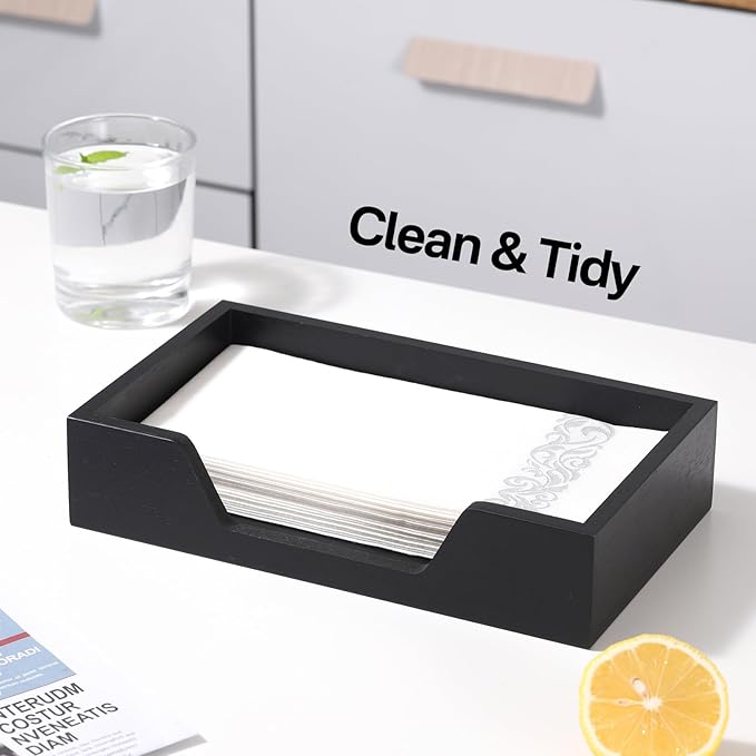 Guest Towel Napkin Holder, Disposable Hand Towel Holder for Bathroom, Wooden Guest Towel Holder Tray with Big Side Opening, Rectangular Farmhouse Cocktail Napkin Holder, Kitchen Dining Tabletop Decor