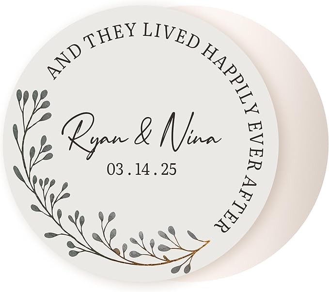 100 Pack Personalized Wedding Coasters, Custom Cardboard Coasters for Drinks with Photo Print and Text, Keepsake Wedding Favors and Gifts for Couples, 3.95" Round (Design 2)