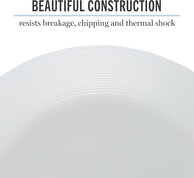 Martha Stewart Opalton 6-Piece 10-Inch Dinner Plates – Chip and Break Resistant Opal Glass Plates, Durable and Lightweight Dinnerware Set for Everyday Use