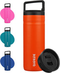 BJPKPK Insulated Water Bottle with 2 Lids,20 oz Double Wall Stainless Steel Vacuum Tumbler Travel Coffee Mug,Wide Mouth Thermal Cup,Orange