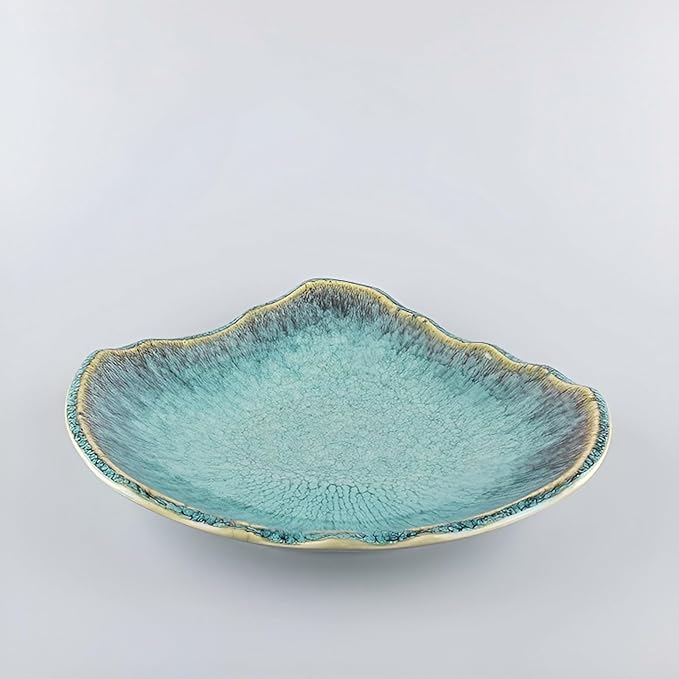 Green Ceramic Decorative Bowl – 12 In Fruit Bowl, Candy Dish, Key Bowl for Entryway Table, Trinket Dish, Ring Dish, Jewelry Tray, Porcelain Catchall for Kitchen, Bedside, Living Room Home Decor