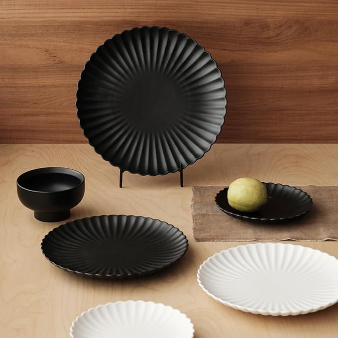 WENSHUO Daisy Plates Set of 6 (Nacre White, 10.5 Inch)