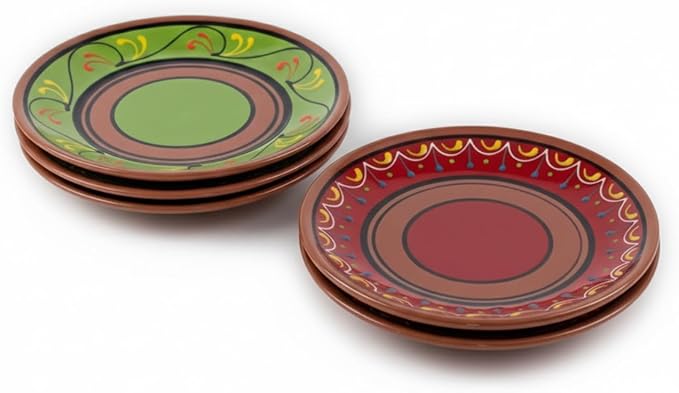 Cactus Canyon Ceramics Spanish Terracotta 5-Piece Small Tapa Plate Set, Multicolor