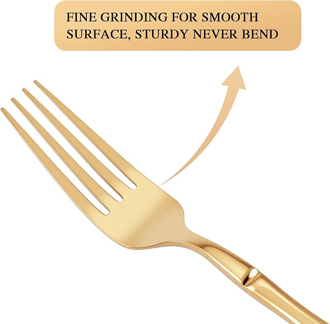 DEACORY Silverware Set Gold Bamboo Pattern Handle Flatware Set, 60-Piece Stainless Steel Cutlery Set Service for 12