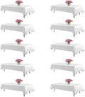 10 Pack White Table Cloth 60 x 102 Inch Polyester tablecloths for 6 FT Rectangle Tables, Stain and Wrinkle Resistant Washable Fabric White Table Covers for Parties