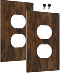 Outlet Covers Brown Rustic Wood Grain Farmhouse 1 Gang Duplex Light Switch Cover Plate Decorative Wall Plates Electrical Switchplate Receptacle for Cabin Bedroom Decor（2 Pack）