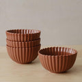 WENSHUO Flower-Shaped Daisy Bowl Set, 5.5" D × 2.9" H,17 fl oz Melted Caramel Color - Pack of 4，Ceramic Small Cereal Bowls Dishwasher & Microwave Safe