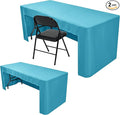 Nasitos 2 Pack Teal 6ft Table Cloth Fitted-Open Back Folding Table Cover Washable Fabric and Wrinkle Resistant Table Cloth for Trade Show, Book Fair, Career Fair, Convention, Events
