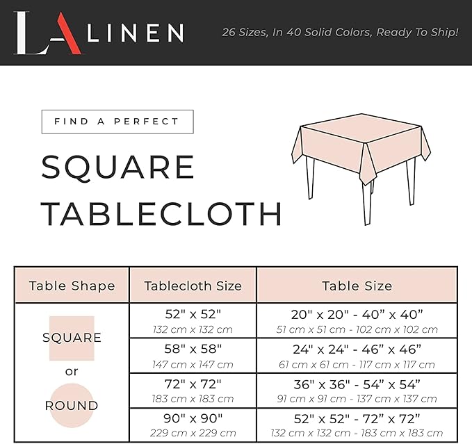 LA Linen Polyester Poplin Washable Square Tablecloth, Stain and Wrinkle Resistant Table Cover 72x72, Fabric Table Cloth for Dinning, Kitchen, Party, Holiday 72 by 72-Inch, Lime