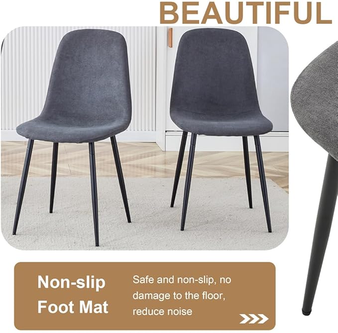 Round Dining Table Set for 6, 47'' Wood Dining Table with Chairs, Easy Assembly, for Kitchen