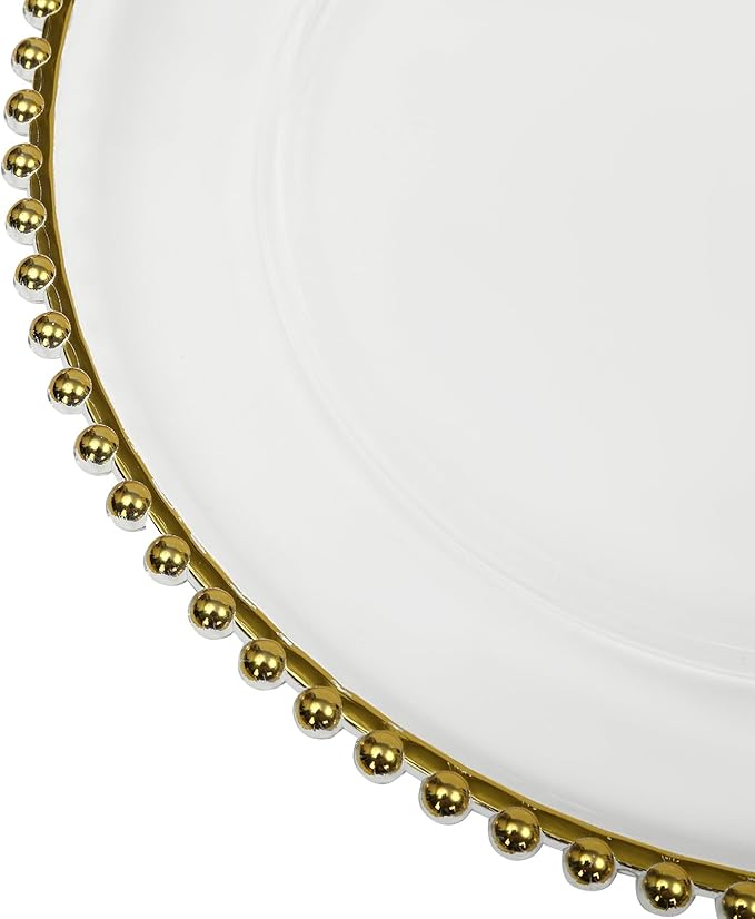 50 Pcs Charger Plates Set, Round Charger Plates, Reusable Serving Plates Embossed Rim Plastic Chargers Plate Decorative Round Plate Chargers for Dinner Plate Table Wedding Shower Decoration