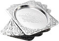 4-Pack Small Silver Serving Trays Set - ZENOVLUX Oval Vintage Engraved Mirror Decorative Tray, 11.4" x 7" Party Platters for Valentine's Day, Food, Appetizer, Charcuterie, Cookies, Desserts