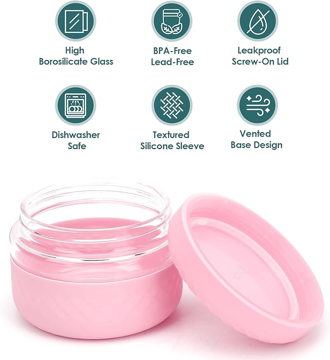 4 Pack 16 oz Glass Lunch Bowl Containers with Lids | Leak & Spill Proof, BPA-Free, Microwave & Dishwasher Safe, Airtight Meal Prep & Food Storage Jar for Lunch, Salad, Soup, Oats, Stew, Yogurt