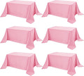 6-Pack Pink Tablecloths for Rectangle Tables, 90 x 156 Inches, Stain-Resistant Polyester Fabric for 8 Foot Tables - Washable Table Covers for Weddings, Banquets, Birthday Parties, Events