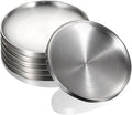 Stainless Steel Plates 6 Pcs Metal Double Layered Dinner Plates Unbreakable Dinner Dishes Set for Kitchen Home Camping Outdoor Party BBQ (7.5 inch)