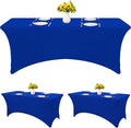 HAISIWLKJ 3 Pack Table Cloth 6ft Royal Blue Tablecloths for Rectangle Folding Table Spandex Fitted Stretch Wrinkle Resistant Washable Tablecover Protector for Party, Wedding, Banquet, Festival