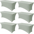 Obstal 6 Pack Stretch Spandex Table Covers for 6 Foot Tables - 6 FT Rectangular Fitted Tablecloth Protector for Wedding, Banquet, Party (Sage Green, 72'' Length x 30'' Width x 30'' Height)