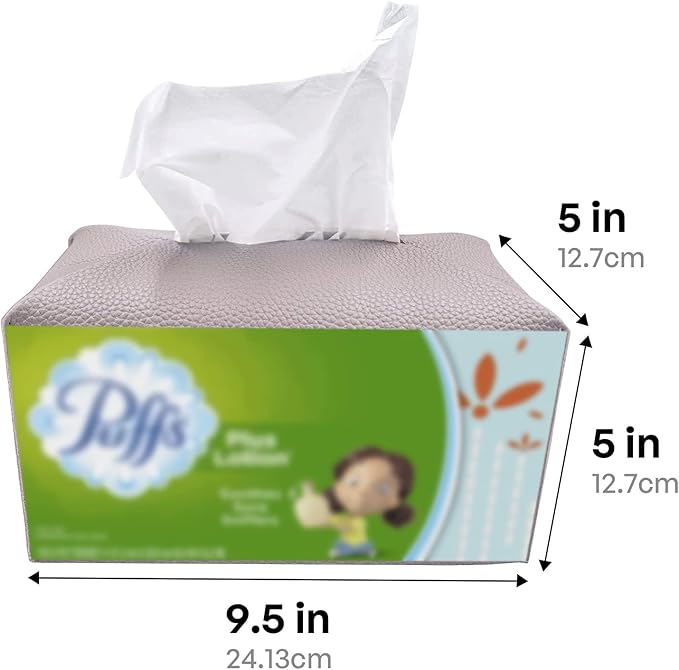 Carrotez Tissue Box Cover, [Refined] Modern PU Leather Rectangular Tissue Box Holder - Decorative Holder/Organizer for Bathroom Vanity Countertop, Night Stands, Office Desk 9.5"X5"X5" - Lavender