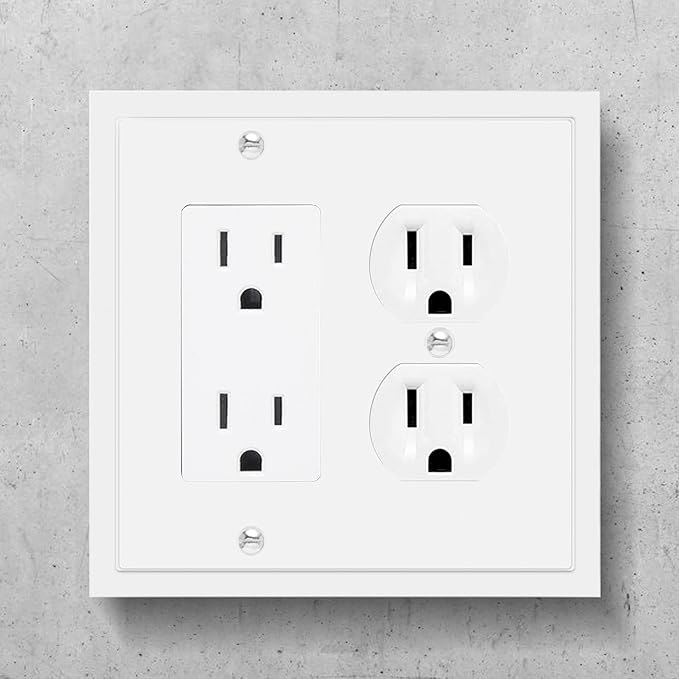 Henne Bery Modern Edge Decorative Wall Plate Switch Plate Outlet Cover, Durable Solid Zinc Alloy (Decorator/Duplex, White)