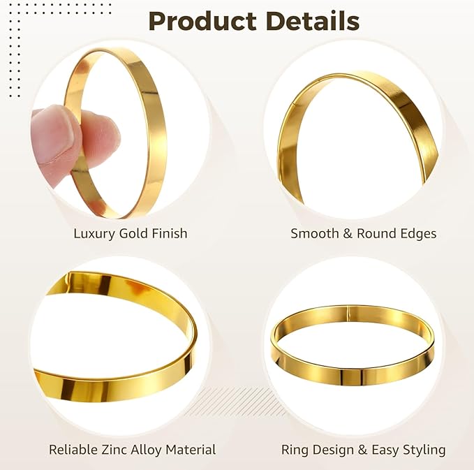 100 Pcs Gold Napkin Rings, Simple Round Metal Napkin Ring Holders 1.65 in, Alloy Napkin Rings Bulk, Table Decor for Weddings, Parties, and Banquets
