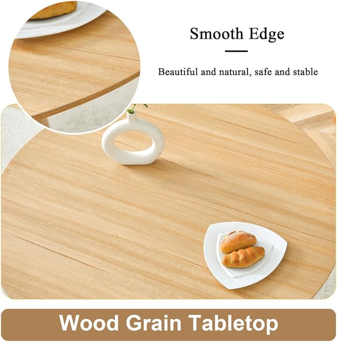 Round Dining Table Set for 6, 47'' Wood Dining Table with Chairs, Easy Assembly, for Kitchen