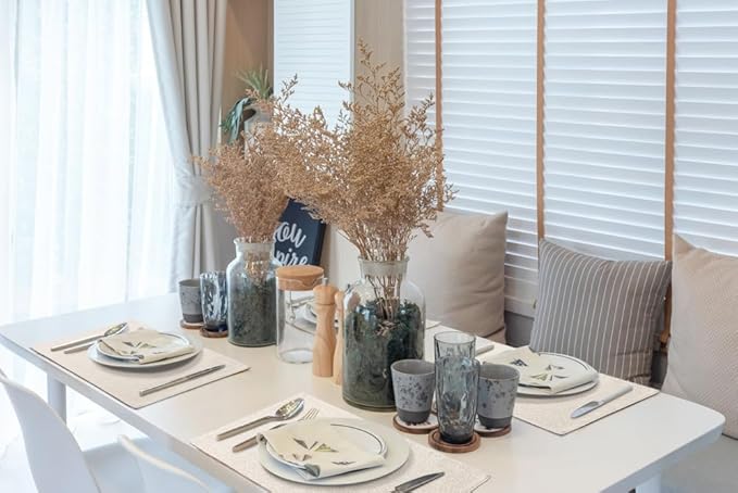 homing Cotton Linen Placemats Set of 8, Cloth Washable Farmhouse Dining Table Mats for Indoors & Outdoors, Easy to Clean, Neutral Beige, 13 x 19 Inch
