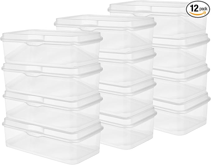 Sterilite 12-Pack FlipTop Stackable Rectangular Storage Bin with Hinging Lid, Clear