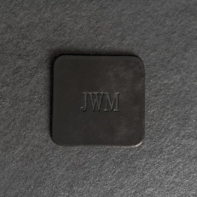 Ox & Pine Personalized Leather Coaster - Sold Individually or in Sets of 4 - Customize Inscription - 100% Full-Grain Leather – 4" Round or 4" Square (Square, Harvest, 1 Individual Coaster)