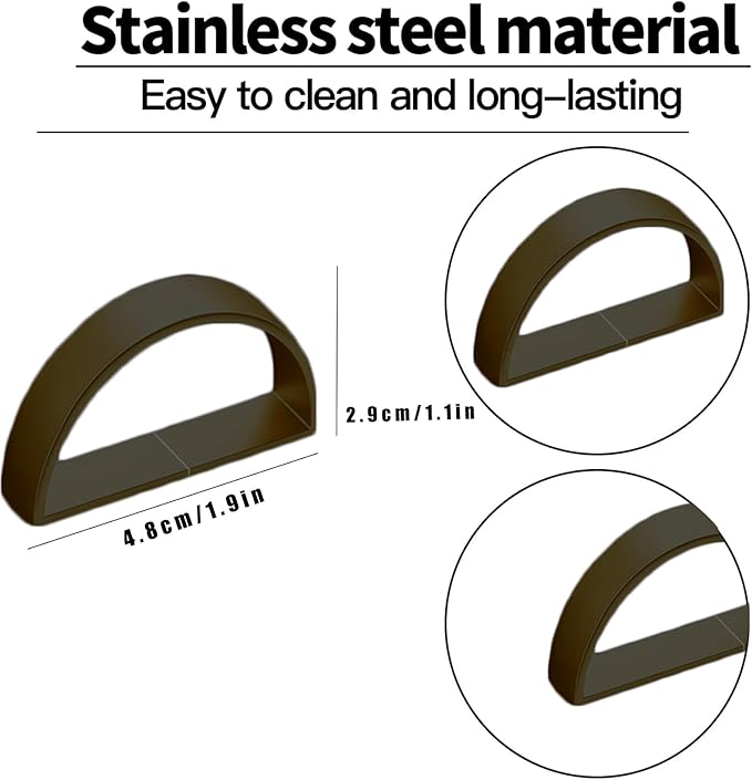 8 Pcs Black Napkin Rings - Metal Napkin Ring,Stainless Steel Napkin Rings for Table Settings Wedding Christmas Party Dinner Table(Semicircle)