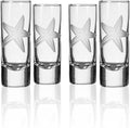Rolf Glass Starfish Shot Glass | 2.5oz Engraved Glass Cordial | Nautical Sailboat Design | Lead-Free and Diamond-Wheel-Engraved | Made in the USA | Set of 4