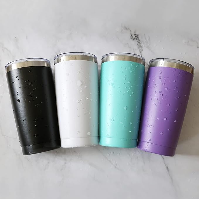 25 Pack 20oz Tumbler Vacuum Insulated Travel Mug with Lids, Stainless Steel Double Wall Bulk Cup for Home, Office, Outdoor Suitable for Vehicle Cup Holders White