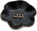 4.7 inch Small Ring Dish, Ceramic Jewelry Holder Tray, Black Catch All Trinket Bowl for Keys Rings Earrings