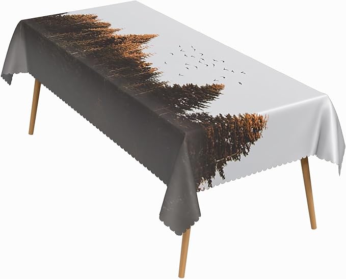 52x70 Inch Nature Rectangular Tablecloth Bird Autumn Forest Table Cloth Waterproof Durable Table Cover for Holiday Picnic Outdoor BBQ Decor