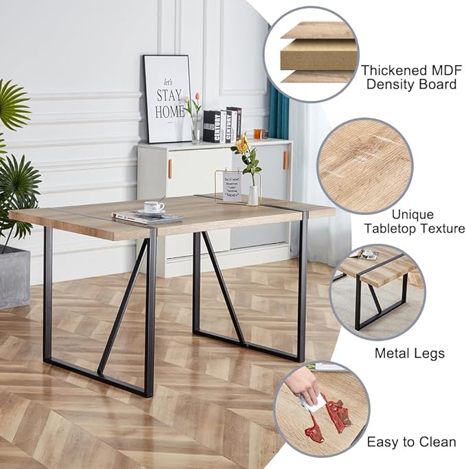 Dining Table Set for 4, Modern 55'' Wood Dining Table Set,Kitchen Table and Chairs Set of 4,Ideal for Kitchen Dining Room