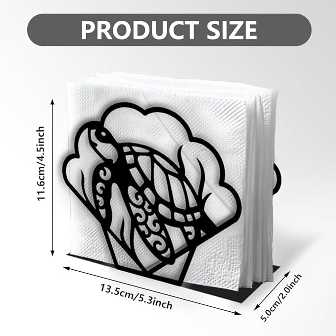 Sea Turtle Decorative Black Metal Napkin Holder for Table, 5.3" x 4.5" x 2" Marine Animal Standing Napkin Holder for Home Kitchen Restaurant Picnic Party Coffee Bar Dining Room