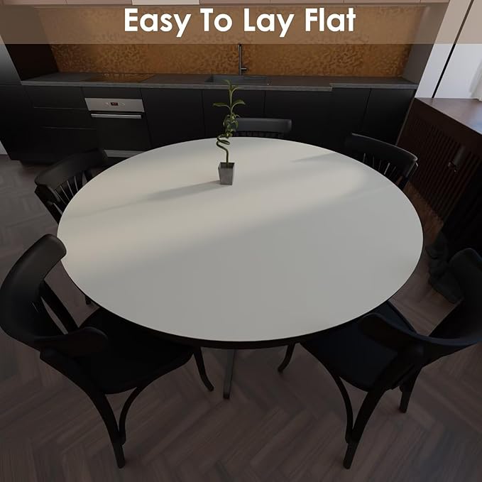 Round Table Pad, 1.8mm Thick, 30 Inch Diameter, Leather Table Cover and Protector for Dining Table Top (White+White)