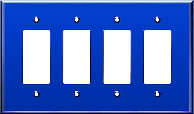 LIDER Reflective Acrylic Decorator Wall Plate, Mirrored Light Switch Plate, Plexiglass Outlet Cover, Acrylic Glass, Oversized 4-Gang 5.25" x 8.88", LWP-34O-ABL, Blue
