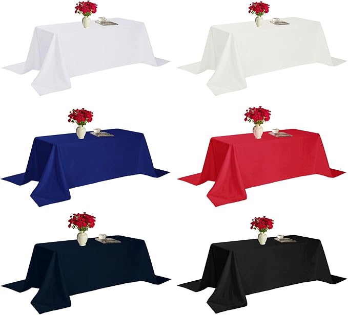 Fokitut 6 Pack Rectangle Tablecloth, 90x156 Inch, Stain Resistant and Wrinkle Polyester Table Cloth, Fabric Table Cover for Kitchen Dining, Wedding, Party, Holiday Dinner-Ivory