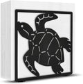 Sea Turtle Napkin Holder for Table Countertops, Matte Black Decorative Standing Napkin Dispenser for Kitchen Dining Outdoor, Farmhouse Metal Paper Cocktail Napkin Storage Holder