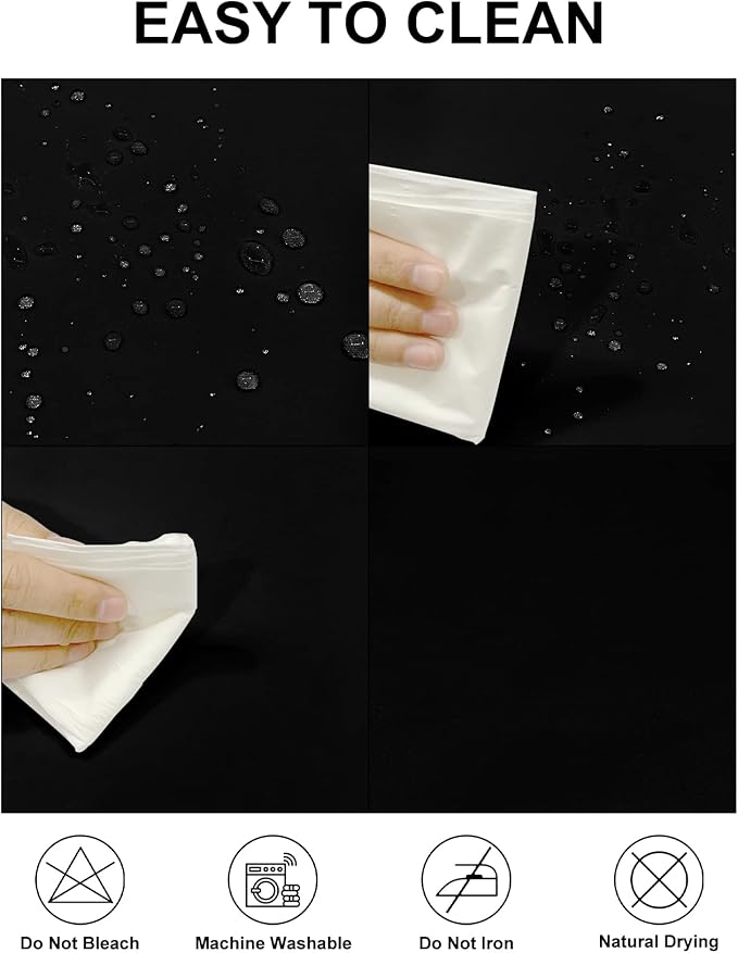 Fokitut 2 Pack Waterproof Rectangle Tablecloth, 60x120 Inch,Stain Resistant and Wrinkle Polyester Table Cloth, Fabric Table Cover for Kitchen Dining, Wedding, Party, Holiday Dinner-Black