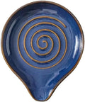 6-Inch Ceramic Spoon Rest - Heat Resistant, Non-Slip for Kitchen Utensils, Spoon Holder Stovetop, Dishwasher Safe - Elegant Spiral Design Blue, Housewarming Gift