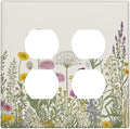 Light Switch Cover Wildflower Botanical Plant Herbs Flower 2 Gang Decorative SwitchPlates Double Duplex Wall Plates Switch Plates and Outlet Covers for Bathroom Livingroom Decor