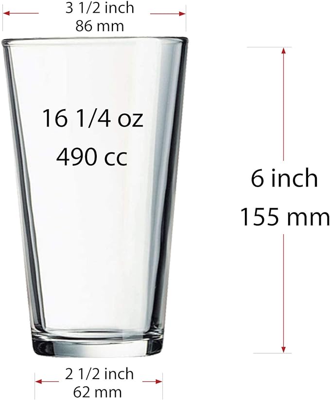 Set of 12 - Drinking Glasses 16 oz Highball Glasses Water Glass Cups Pint Glass Beer Glass Tumblers Bar Glass Design for Home and Kitchen