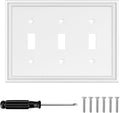 Decorative Wall Plate Light Switch Cover Decorator Outlet Covers Rocker Switch Plates Bamboo Fiber Material Wall Plates for Kitchen Bathroom (3 Gang Triple Toggle-1 Pack)