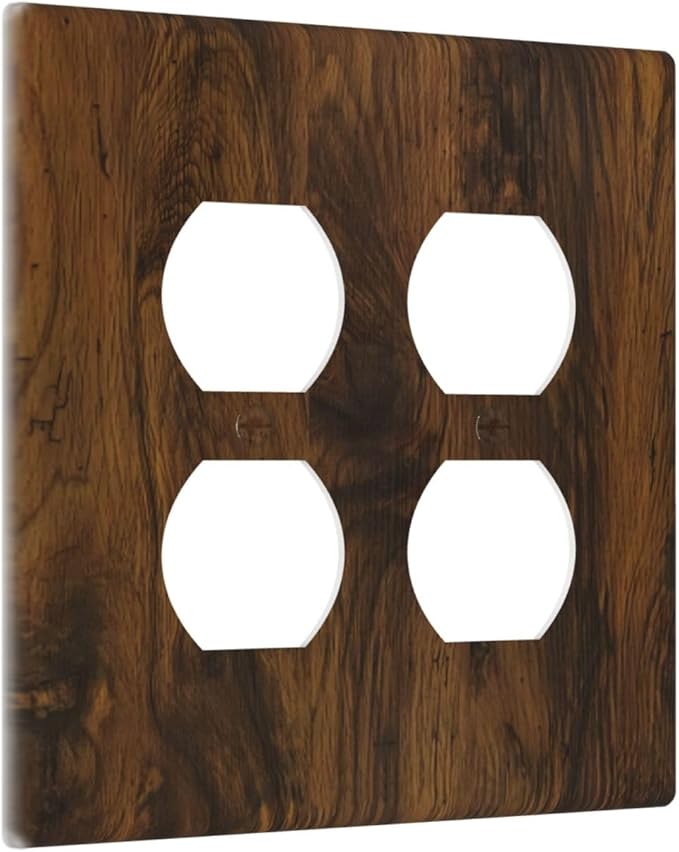 Light Switch Cover Brown Rustic Wood Grain Vintage Wooden Texture 2 Gang Decorative SwitchPlates Double Duplex Wall Plates Switch Plates and Outlet Covers for Cabin Bedroom Decor