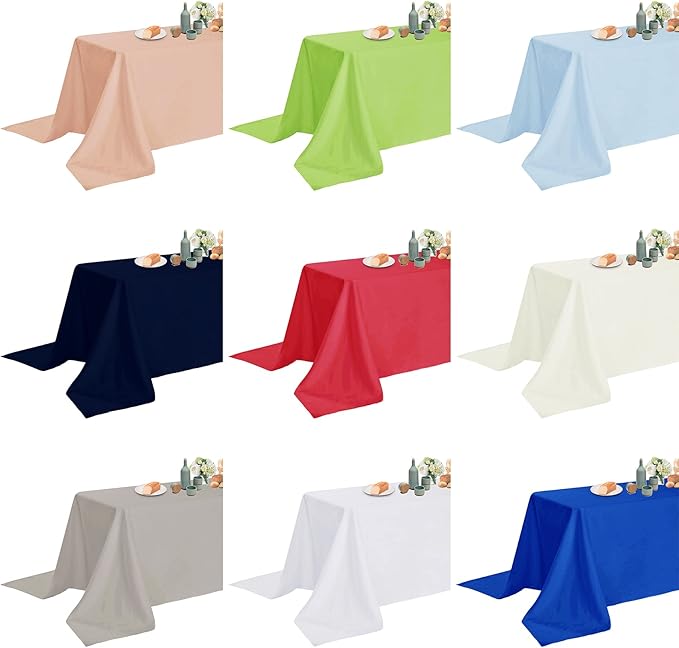 Fokitut 12 Pack Waterproof Rectangle Tablecloth, 90x156 Inch,Stain Resistant and Wrinkle Polyester Table Cloth, Fabric Table Cover for Kitchen Dining, Wedding, Party, Holiday Dinner-White