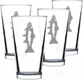 Bevvee Trout - Pint Glass for Beer - Trout Fishing Gifts for Fisherman - Fun Fish Cups & Lake House Decor - Set of 4-16 oz