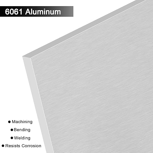 6061 T651 Aluminum Sheet Metal 10 x 14 x 1/4 (6MM) Inch Thick Flat Plain Aluminum Plate Covered with Protective Film, Heat Treatable Rectangle 6MM Aluminum Metal Plate for Industrial